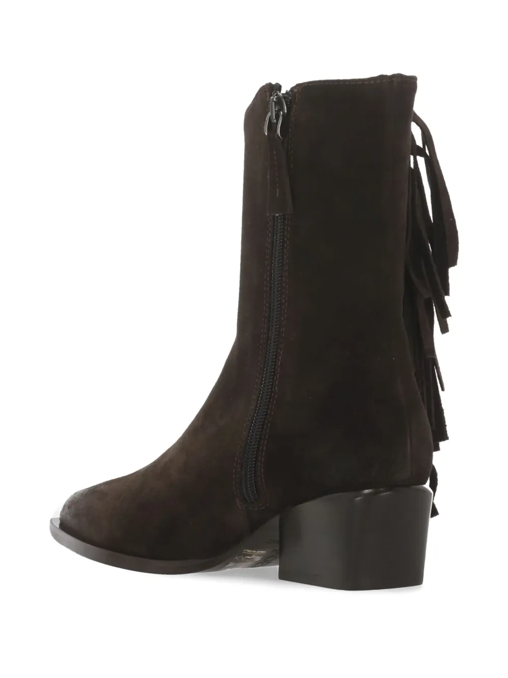 Poeve 50mm Fringed Zip Boot In Brown