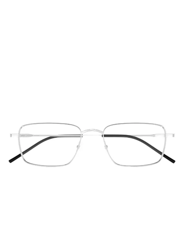Yves Saint Laurent メガネ シルバー フレーム Saint Laurent Eyewear スクエアメガネフレーム | シルバートーン