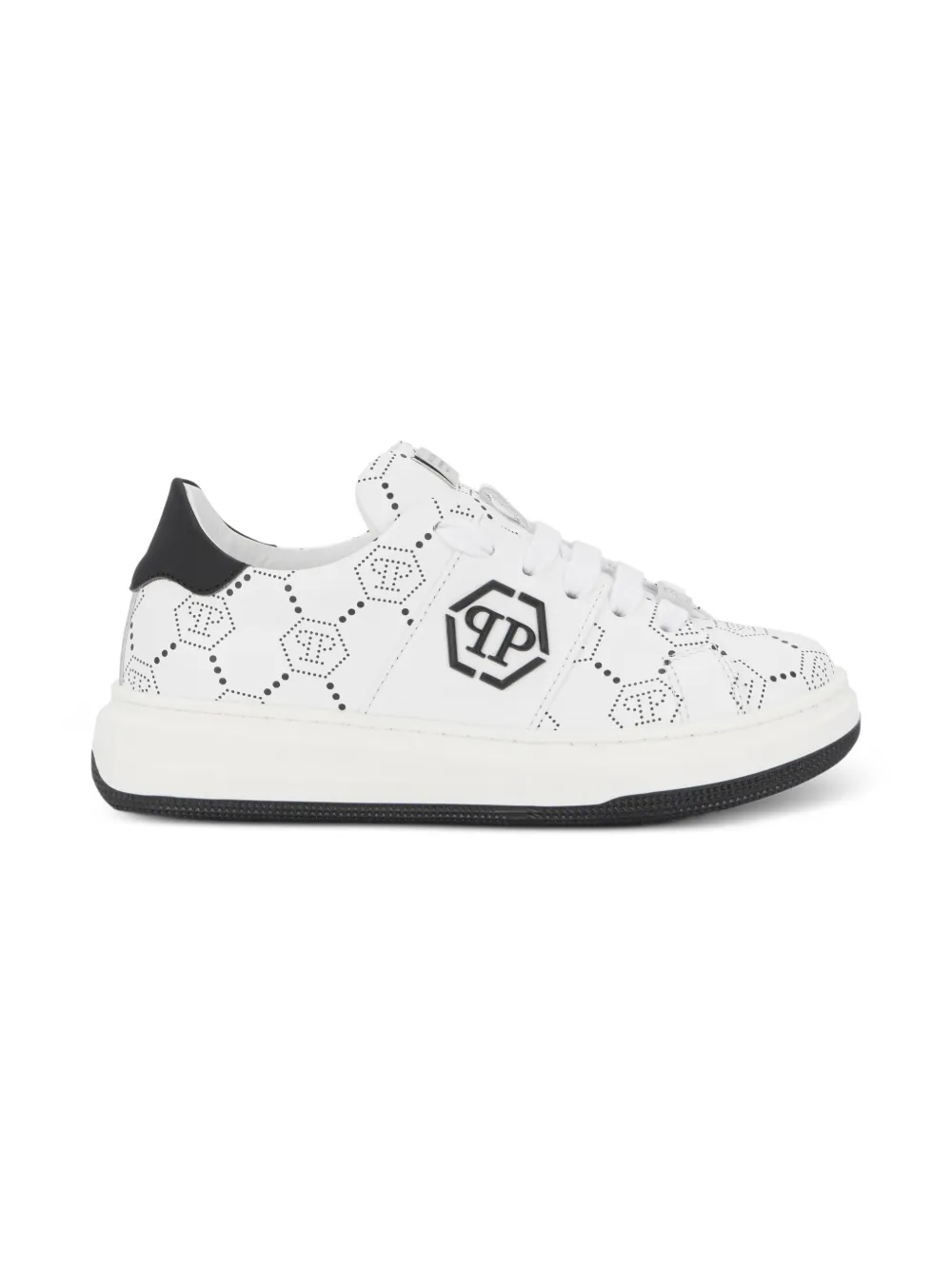 Philipp Plein Junior Low-top sneakers met monogram Wit