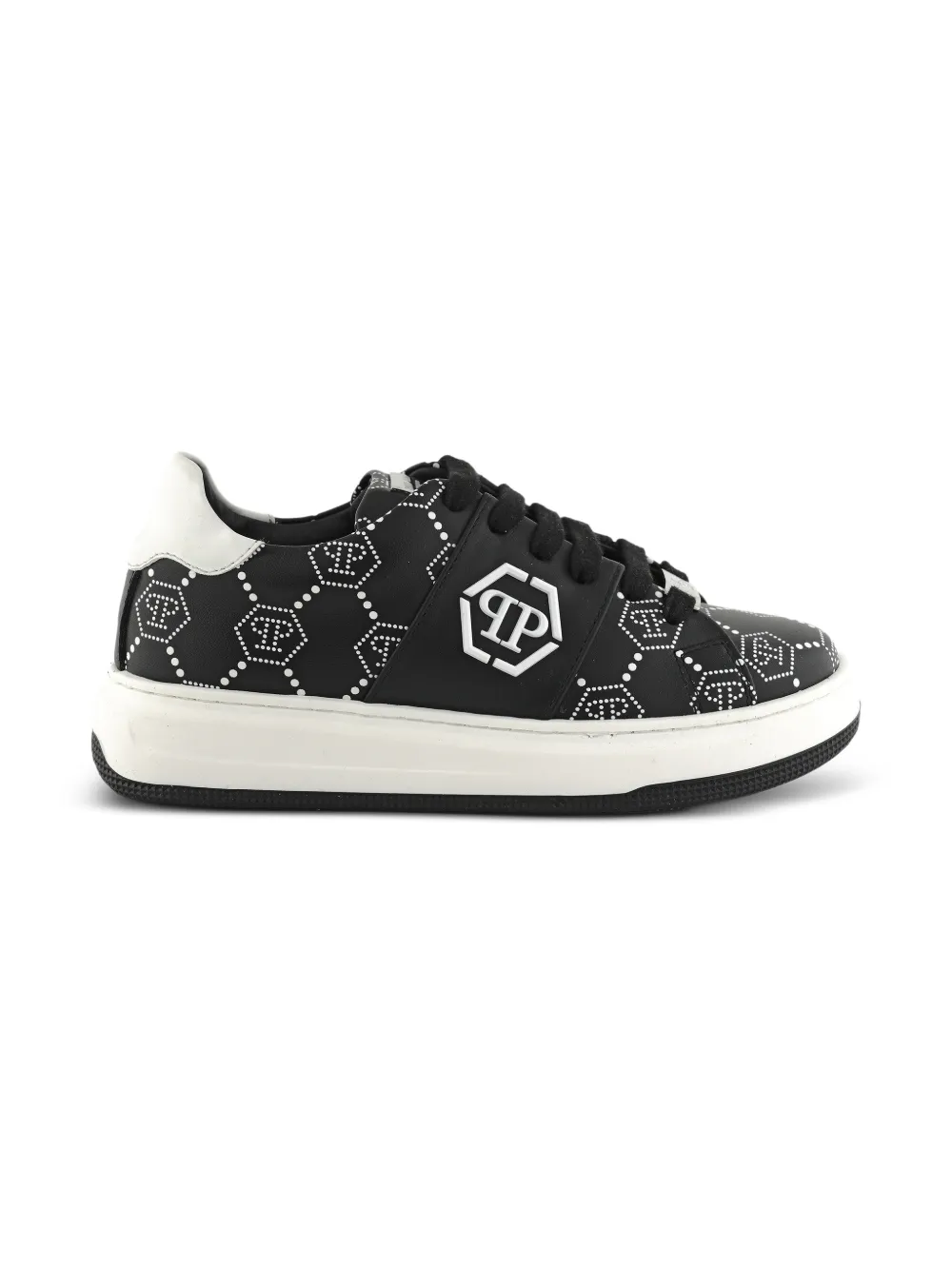 Philipp Plein Junior Sneakers met monogramprint Zwart