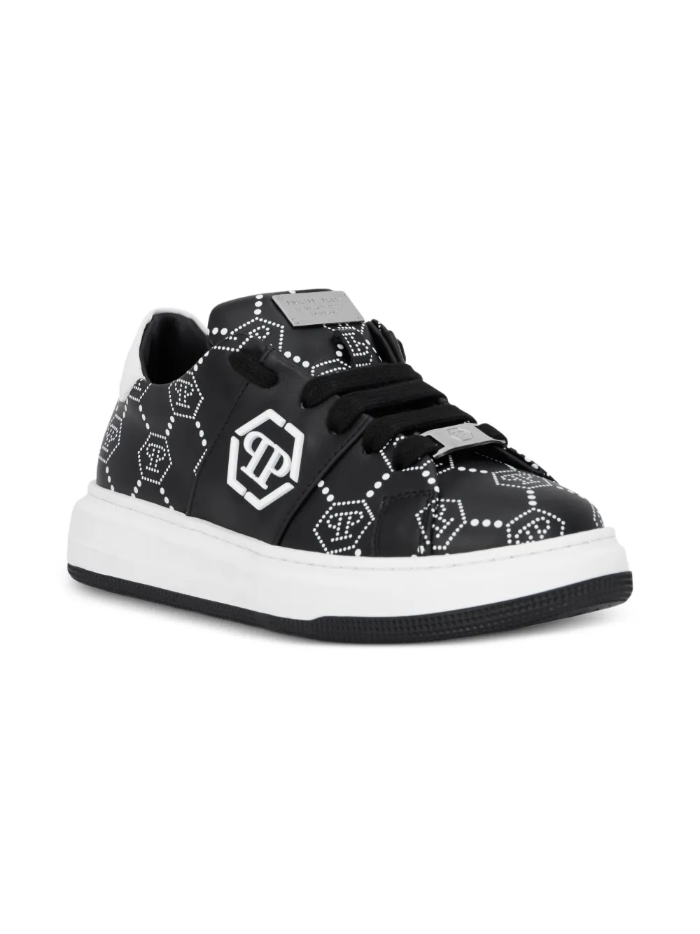 Philipp Plein Junior Sneakers met monogramprint Zwart