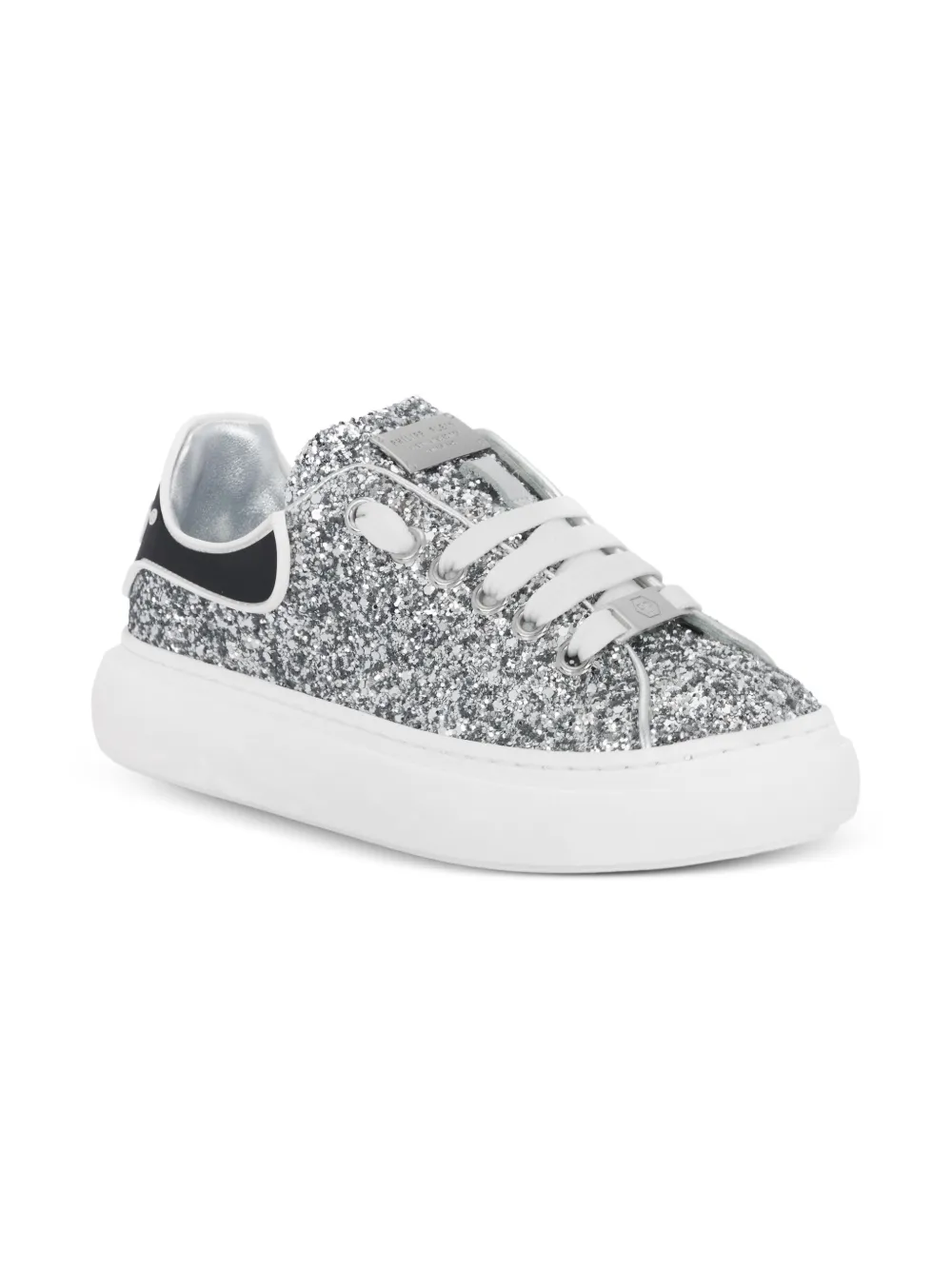 Philipp Plein Junior Sneakers con glitter - Argento