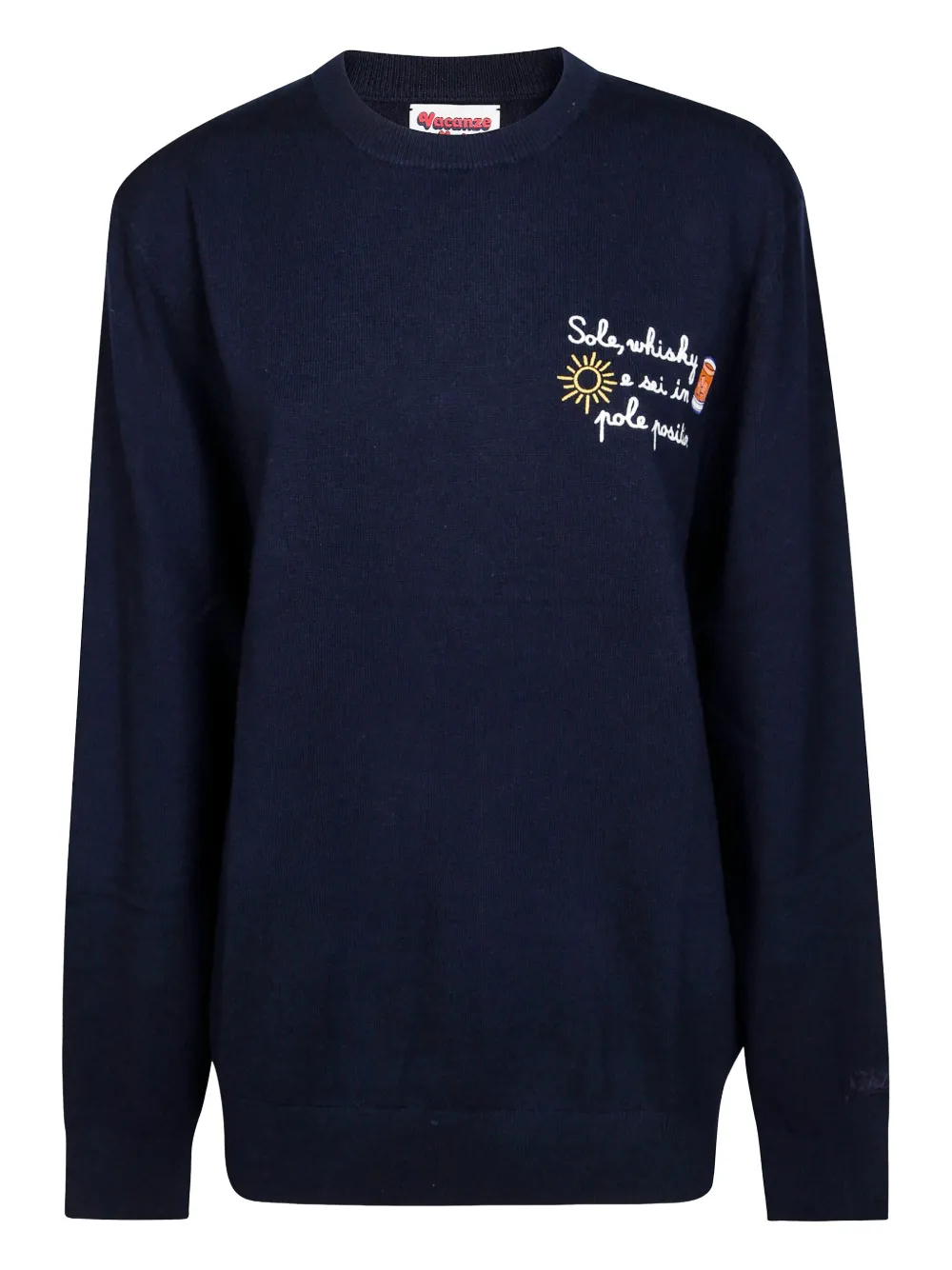 Mc2 Saint Barth Heron Light Embroidered Crew-neck Sweater In Blue