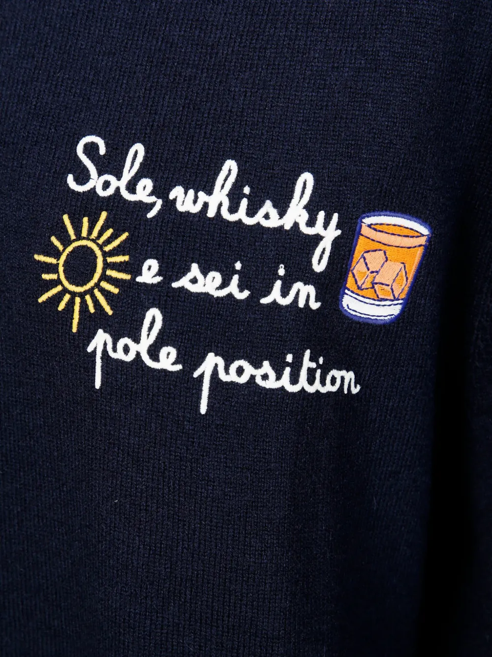 Mc2 Saint Barth Heron Light Embroidered Crew-neck Sweater In Blue