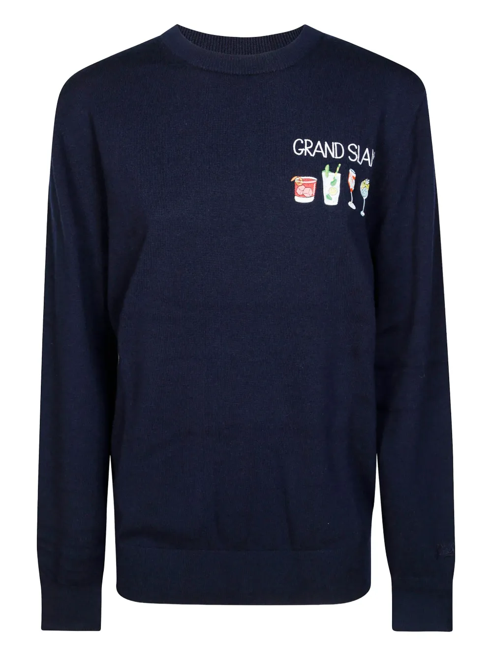 Mc2 Saint Barth Heron Light Embroidered Sweater In Blue