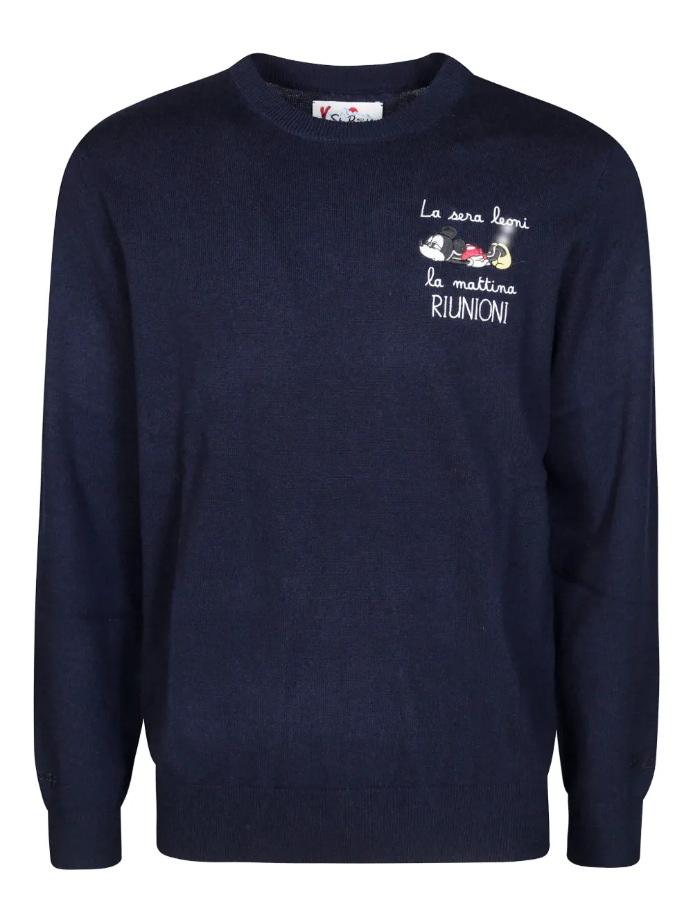 Mc2 Saint Barth Heron Light Embroidered Crew-neck Sweater In Blue