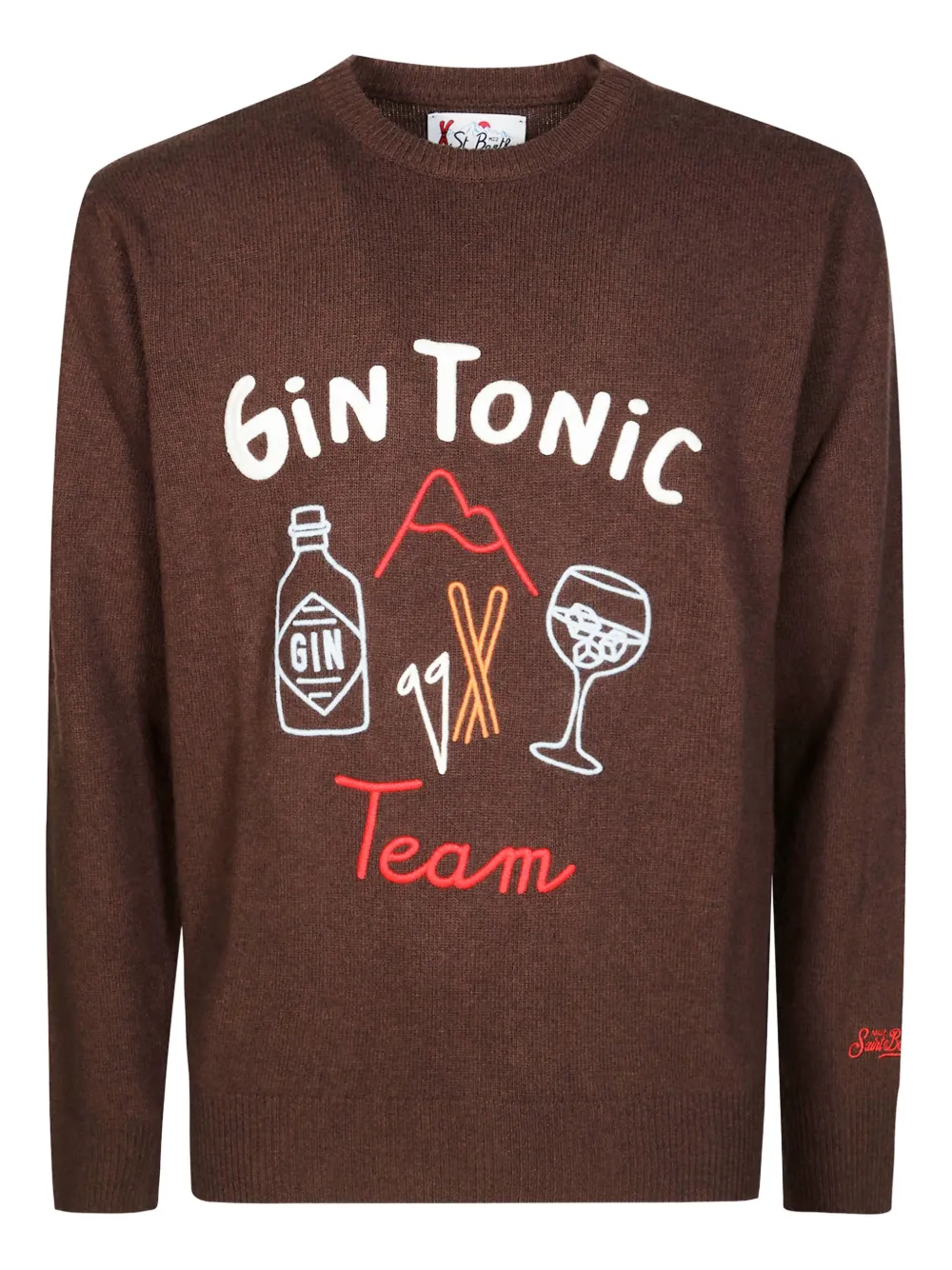 Mc2 Saint Barth Heron Logo-embroidered Sweater In Brown