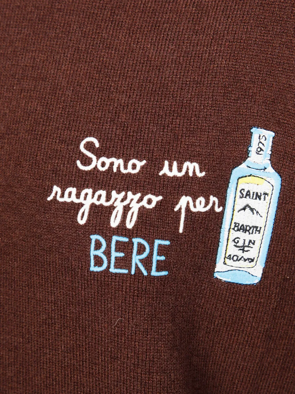 Mc2 Saint Barth Heron Light Embroidered Sweater In Brown