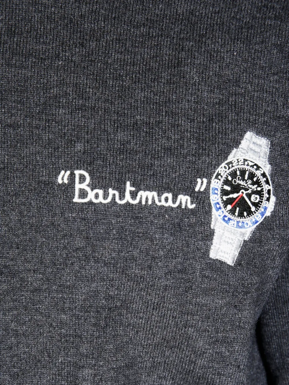 Mc2 Saint Barth Embroidered Crew-neck Sweater In Gray