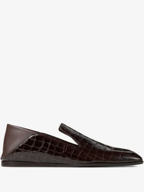 Jimmy Choo Eliot crocodile-embossed leather slippers
