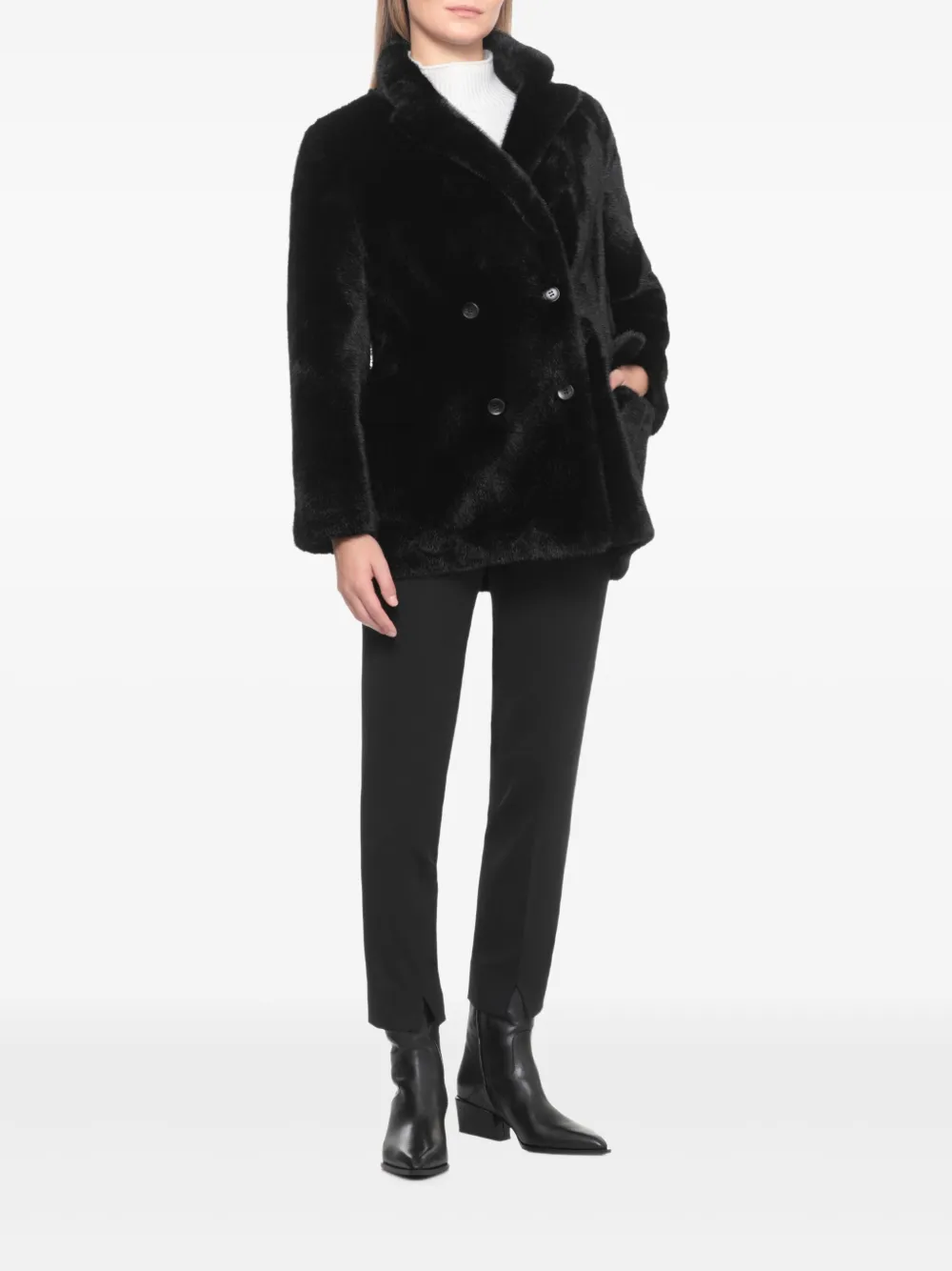 VALENTINI 1972 Jas met dubbele rij knopen Zwart