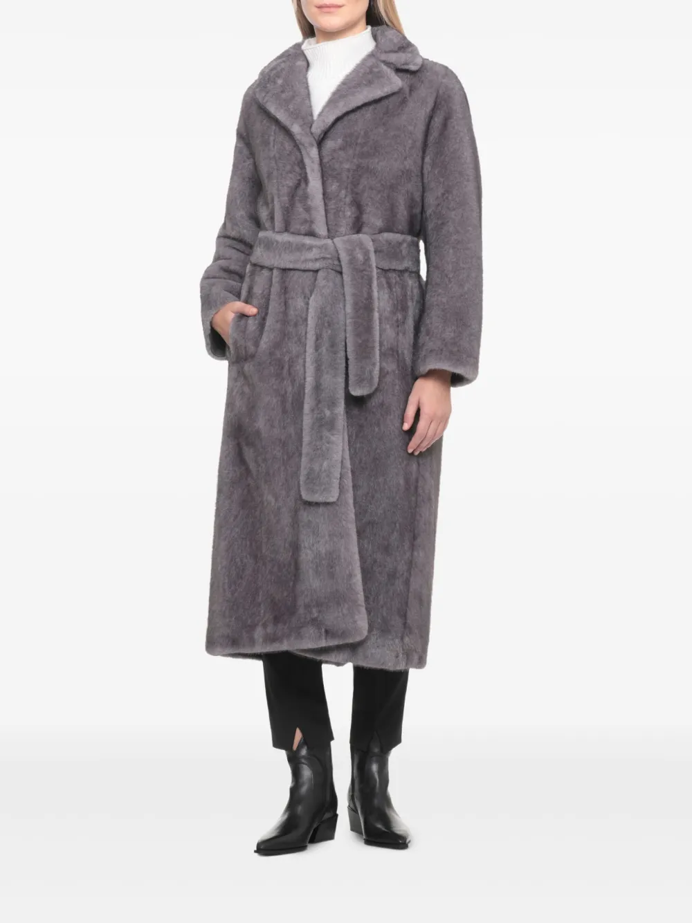 Valentini 1972 Synth Fur Coat In Blue