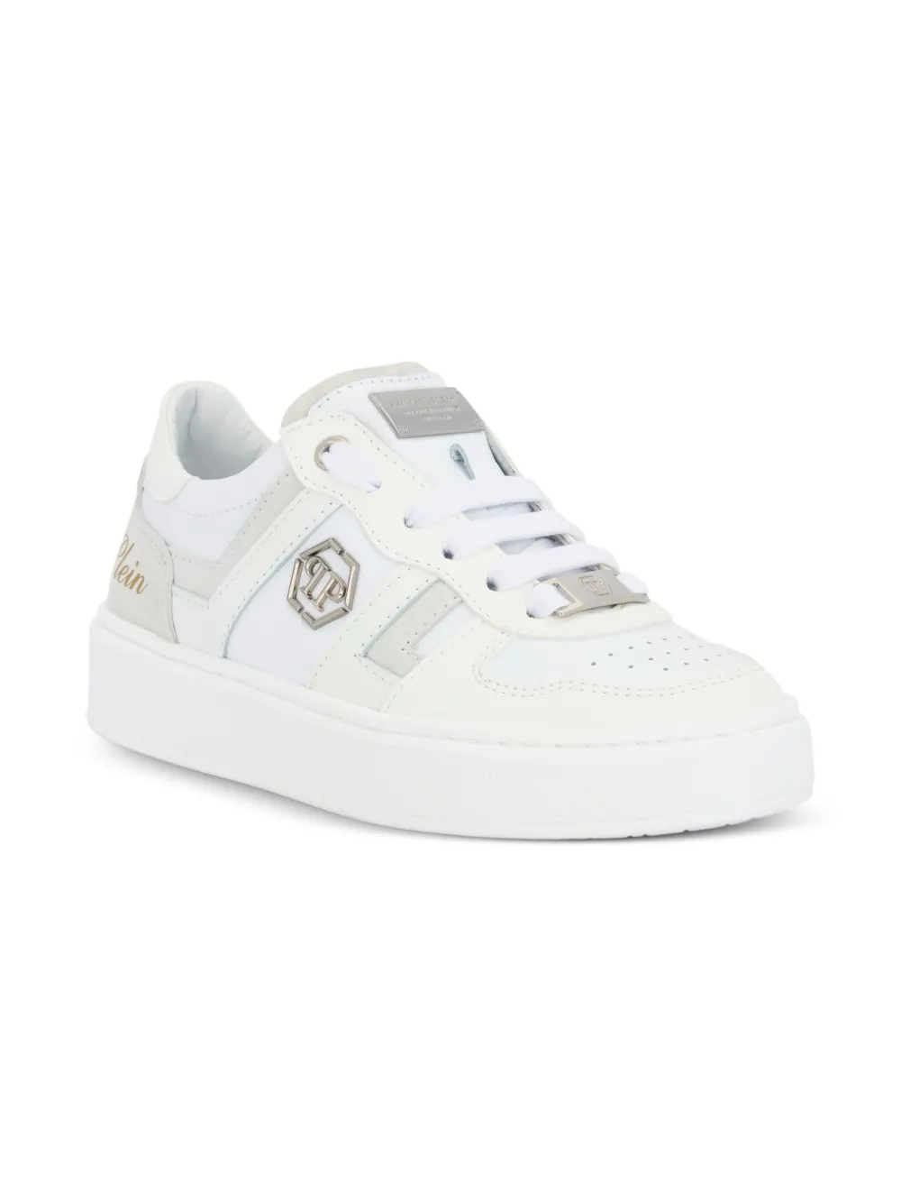 Philipp Plein Junior Sneakers con design a inserti - Bianco