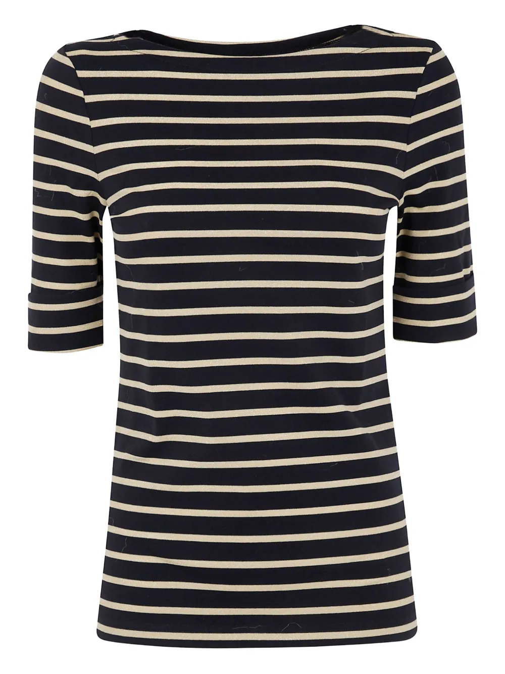 Ralph Lauren Striped Cotton T-shirt In Black