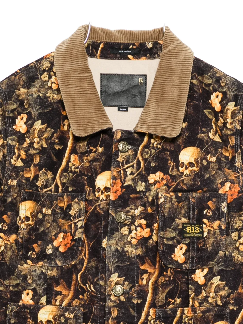 R13 Skull Bomber Jacket In Brown