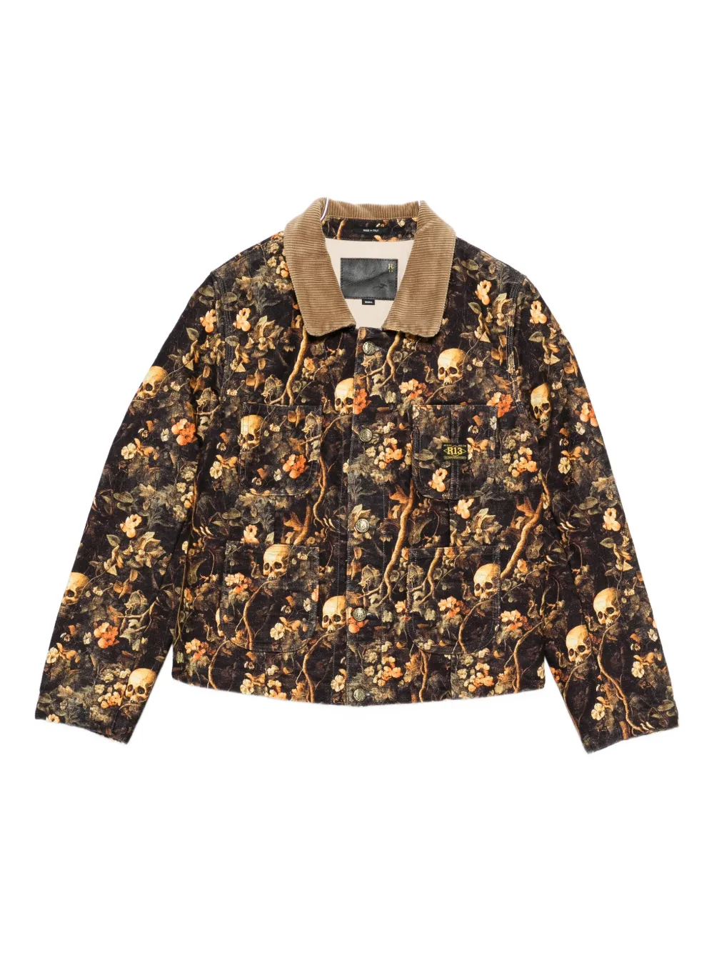 R13 Skull Bomber Jacket In Brown