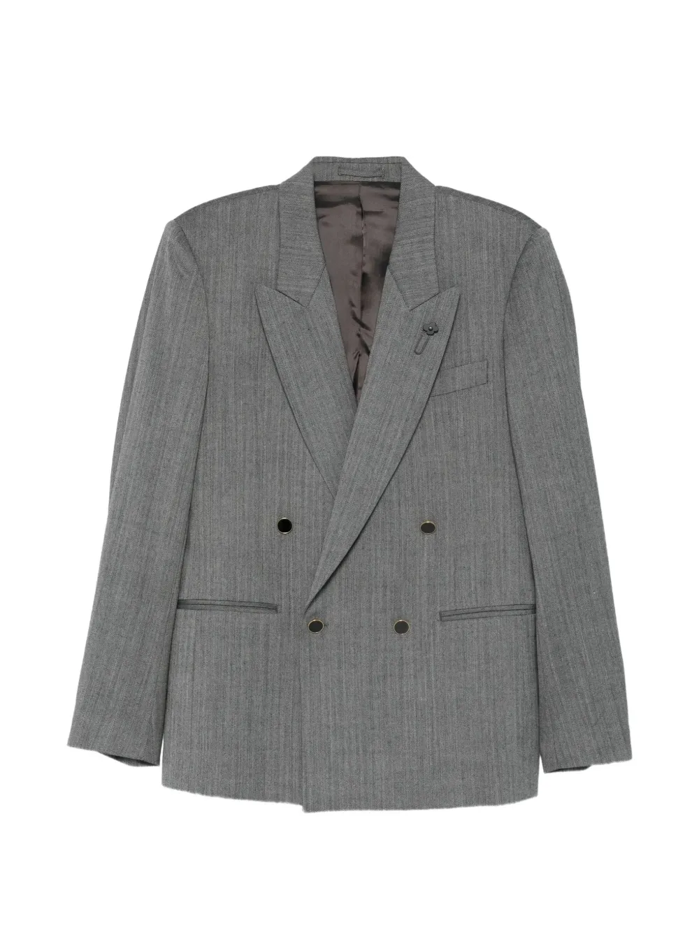 Lardini Blazer doppiopetto a spina di pesce - Grigio