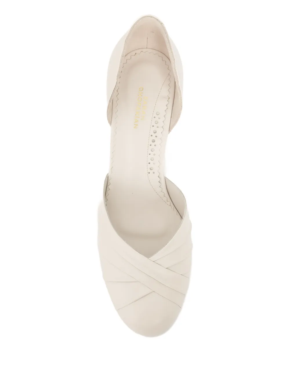 Sarah Chofakian 40 mm Vanille pumps met blokhak en gedraaid detail Beige