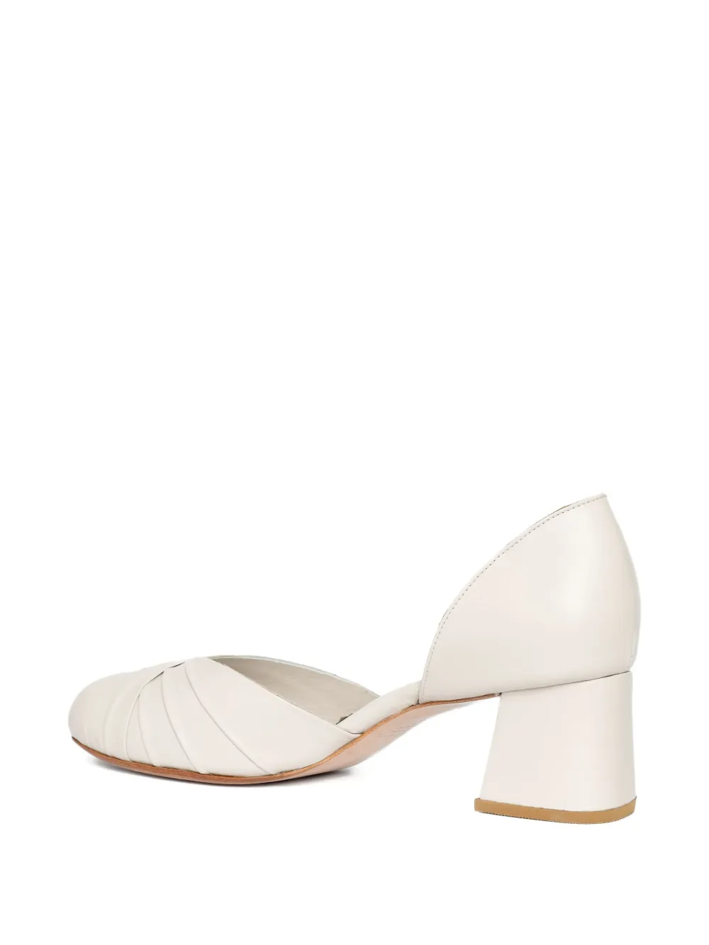 Sarah Chofakian 40 mm Vanille pumps met blokhak en gedraaid detail Beige