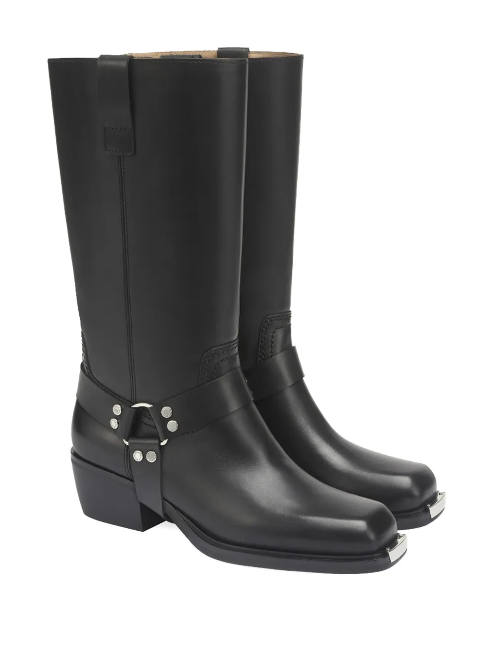 Potamy Leather Cowboy Boots In Black