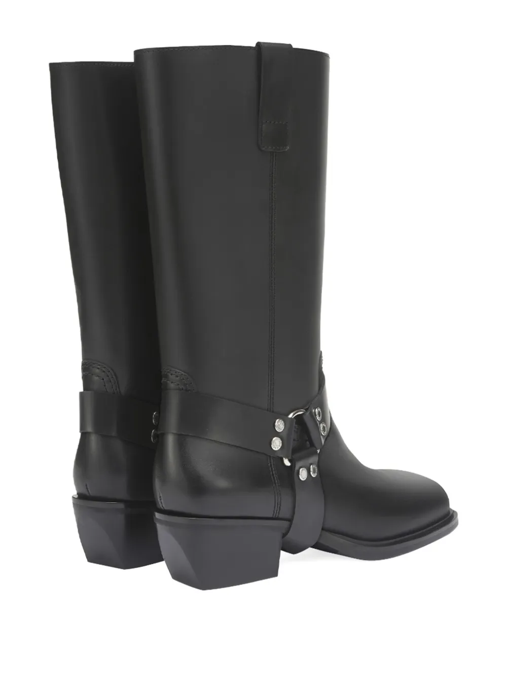 Potamy Leather Cowboy Boots In Black