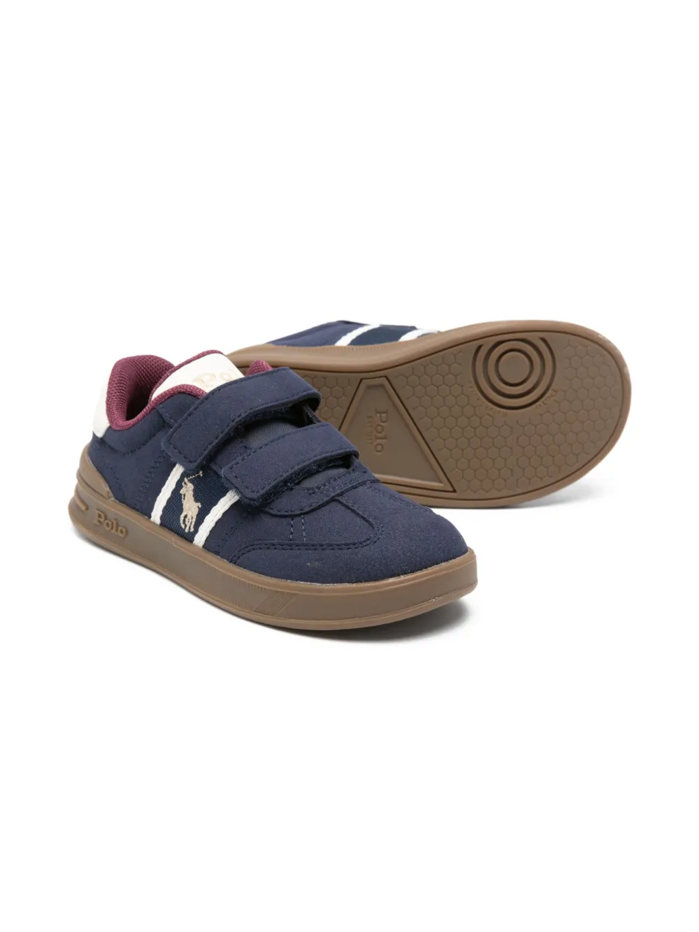 POLO RALPH LAUREN KIDS Gestreepte sneakers met klittenband Blauw