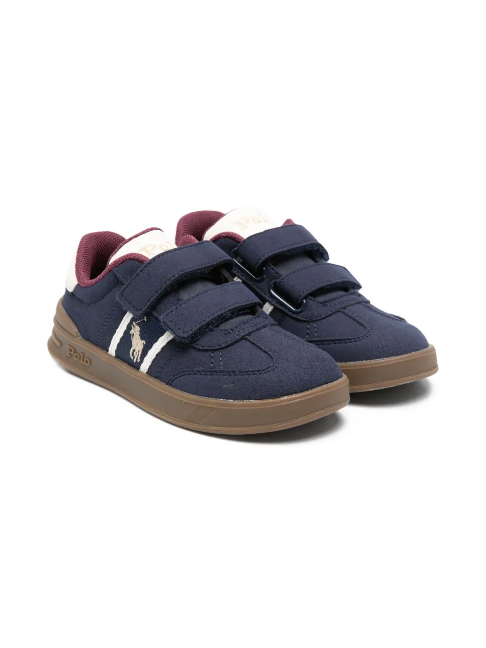 POLO RALPH LAUREN KIDS Gestreepte sneakers met klittenband Blauw