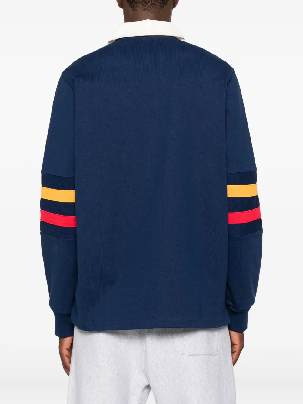 Champion Stripe-detail Long-sleeve Polo Shirt In Blue