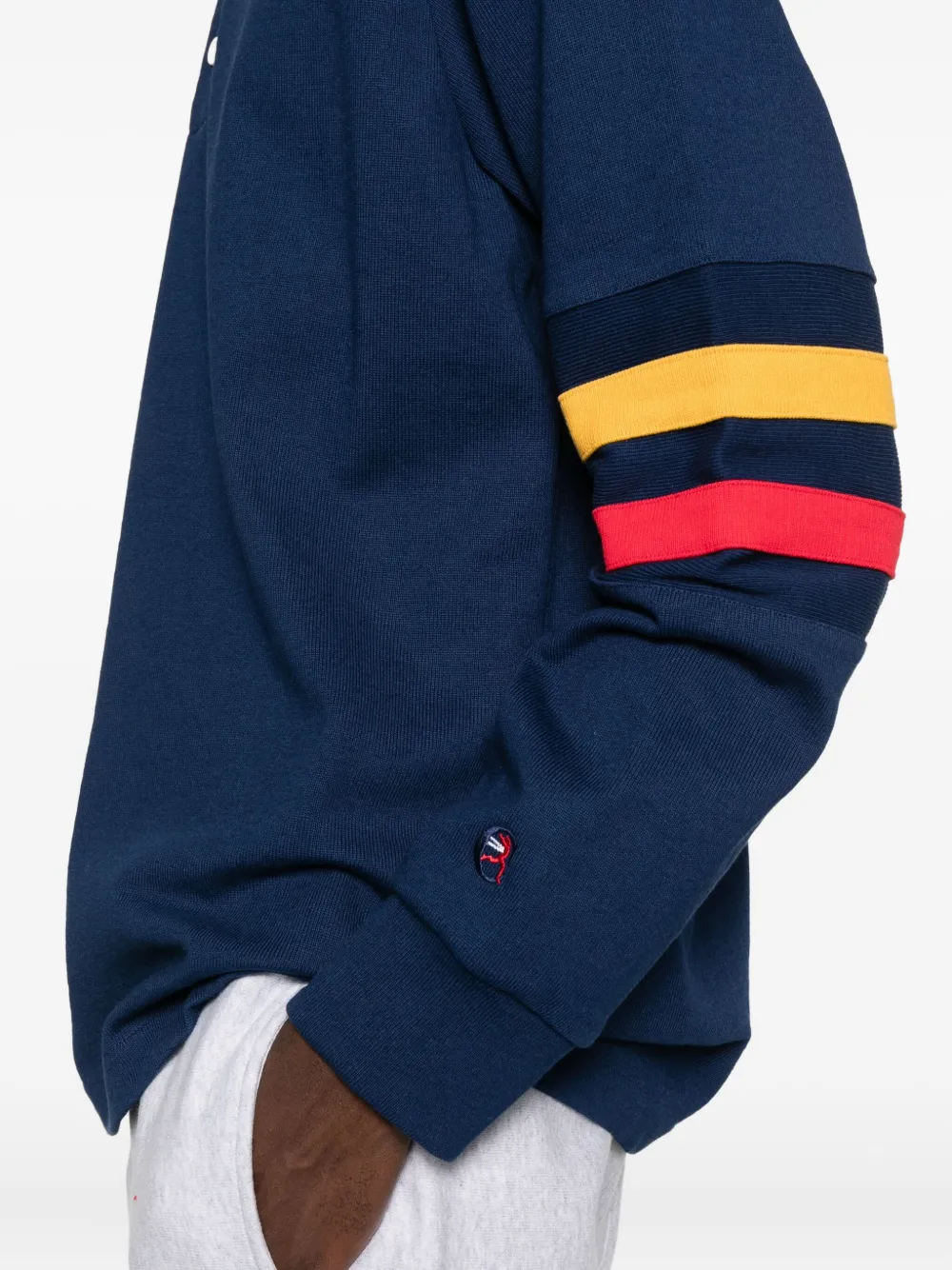 Champion Stripe-detail Long-sleeve Polo Shirt In Blue