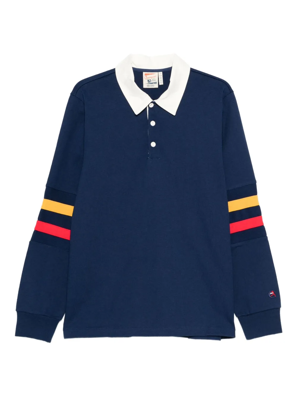 Champion stripe-detail long-sleeve polo shirt | Blue | Image 1