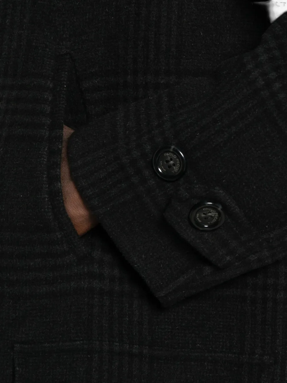 Paolo Pecora Checked Double-breasted Coat In Black