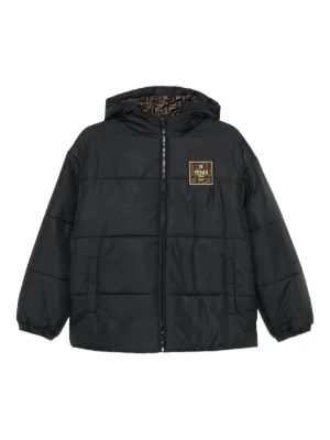 Fendi Kids ロゴパッチ パデッドジャケット | ブラウン | FARFETCH JP