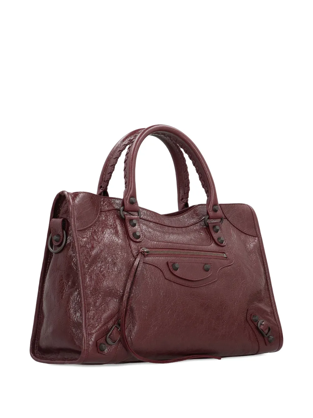 Balenciaga Medium Le City Metal-studs Leather Tote Bag In Red