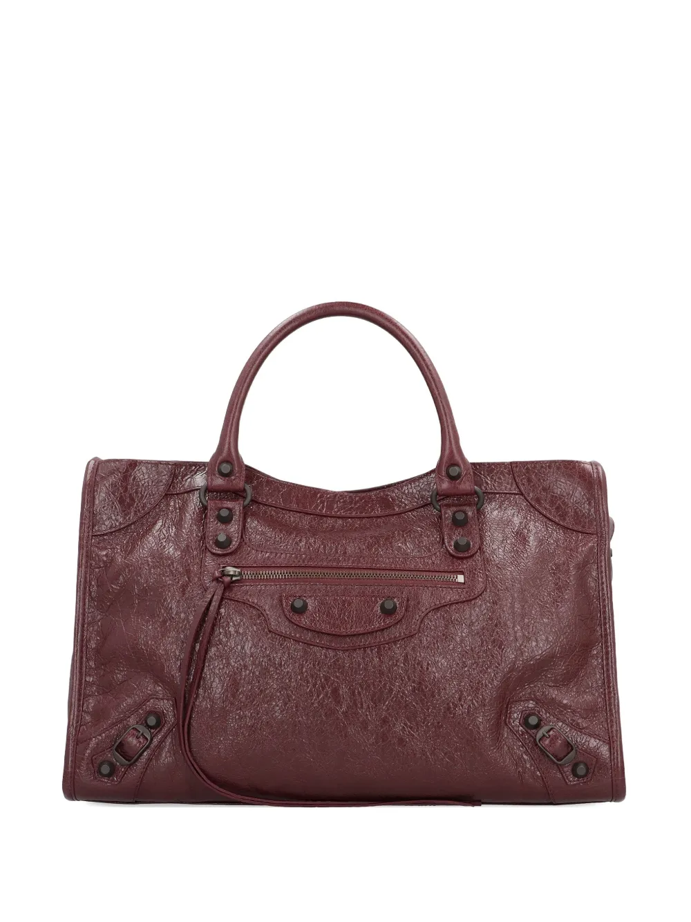 Balenciaga Medium Le City Metal-studs Leather Tote Bag In Red