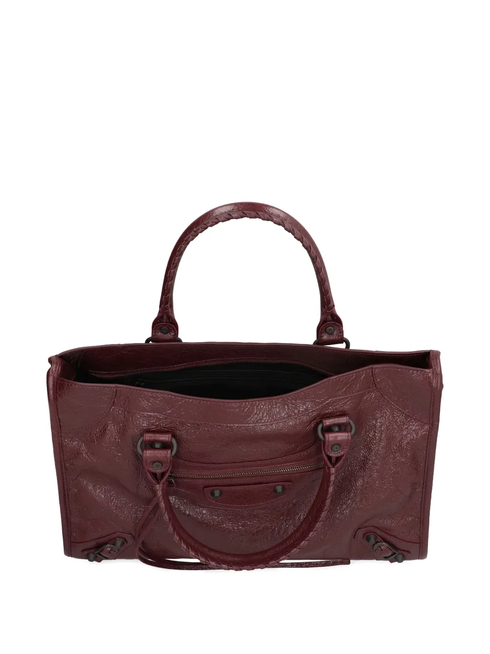 Balenciaga Medium Le City Metal-studs Leather Tote Bag In Red