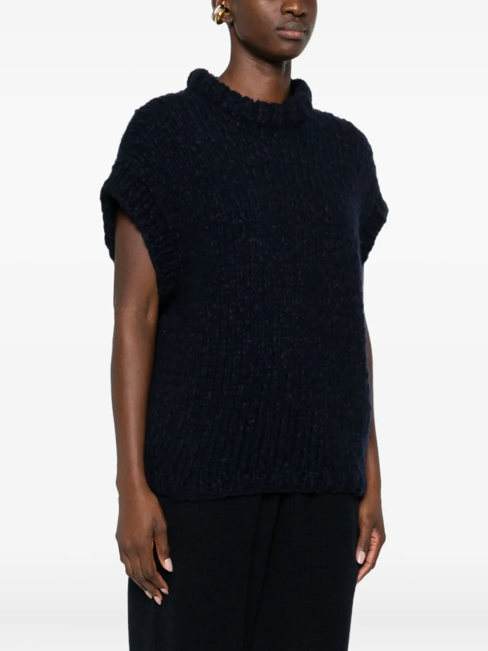 Casey Casey Short-sleeve Knitted Top In Blue