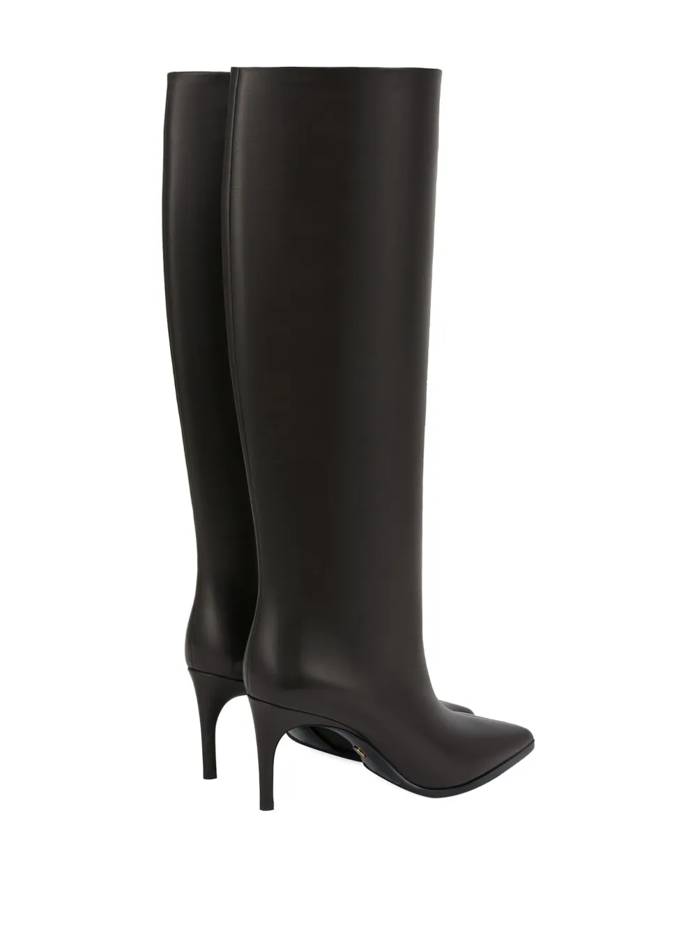 Potamy 80mm Leather Knee-high Boots In Brown