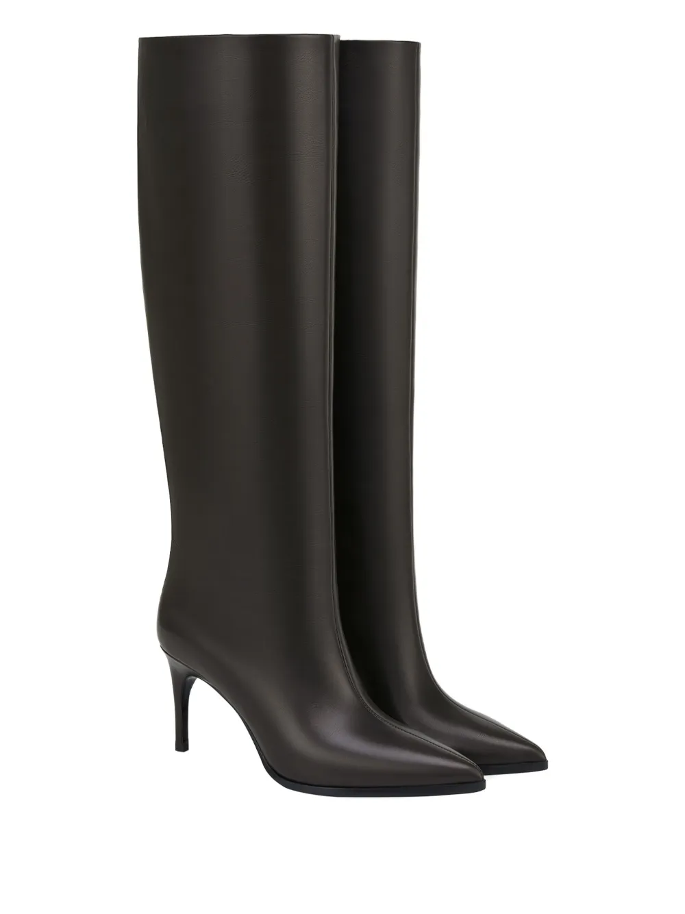 Potamy 80mm Leather Knee-high Boots In Brown