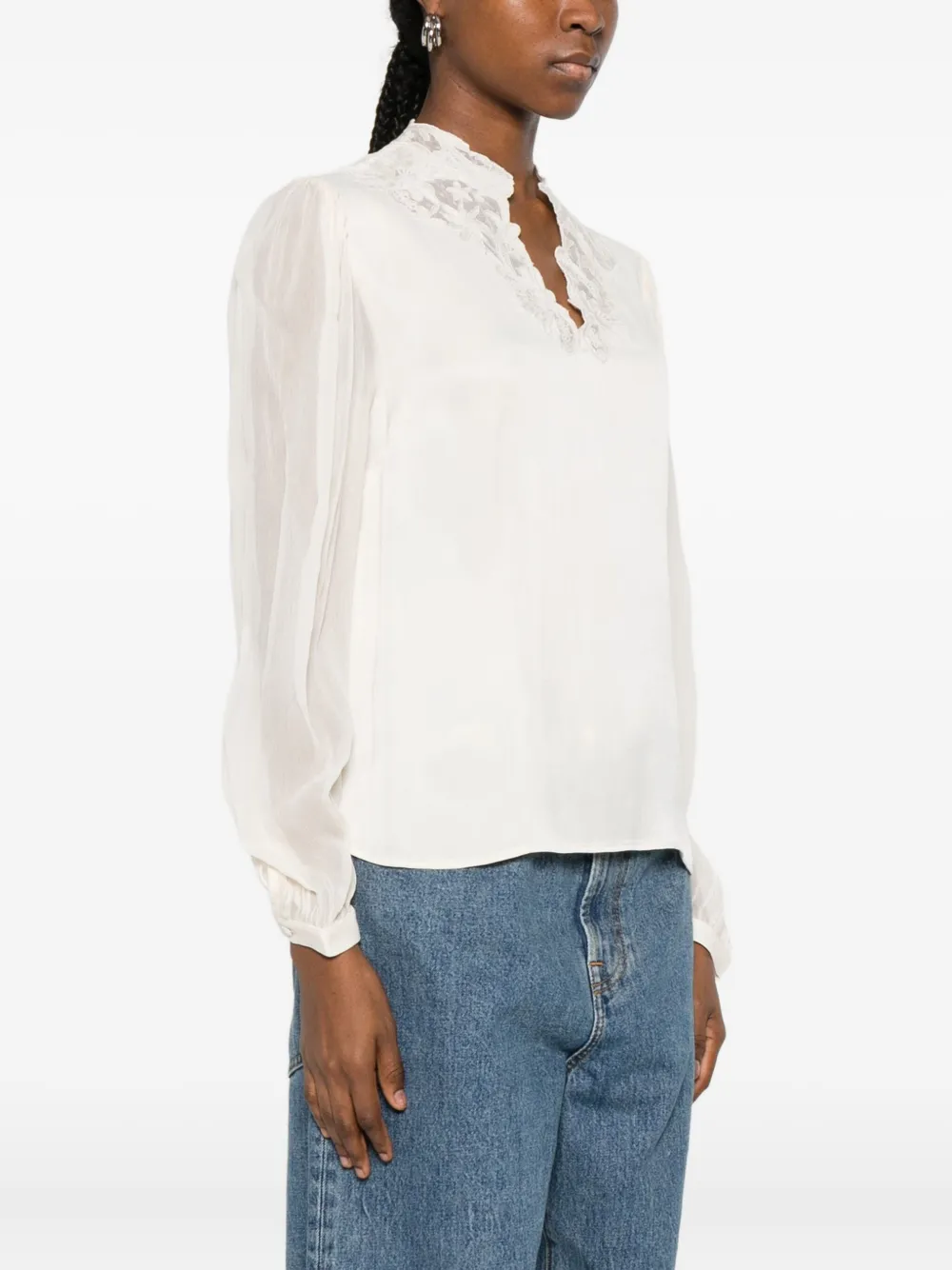 Twinset Lace-detail Blouse In Neutral