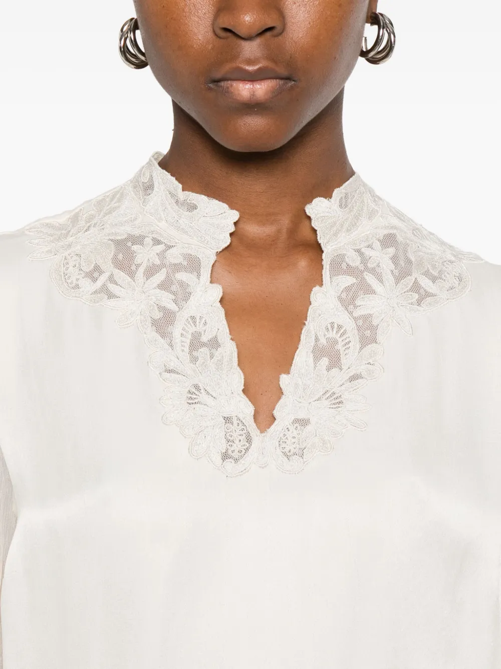 Twinset Lace-detail Blouse In Neutral