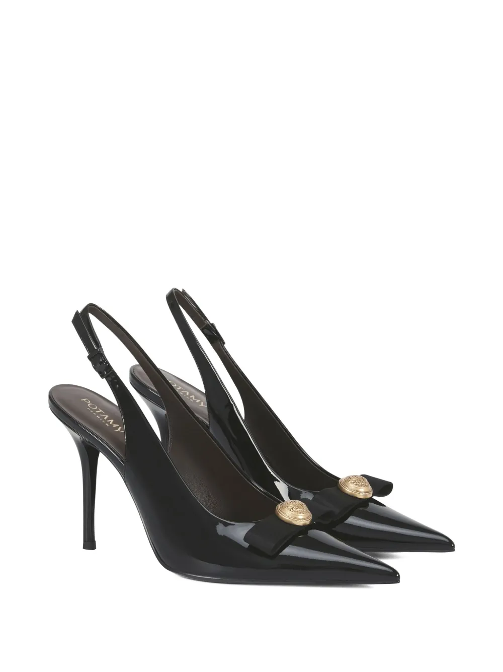 Potamy 110mm Leather Heeled Pumps In Black