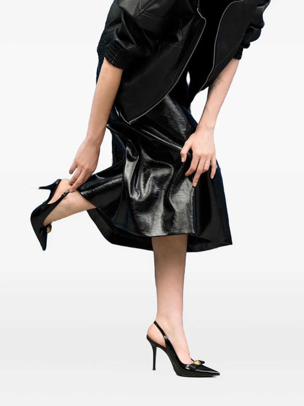 Potamy 110mm Leather Heeled Pumps In Black