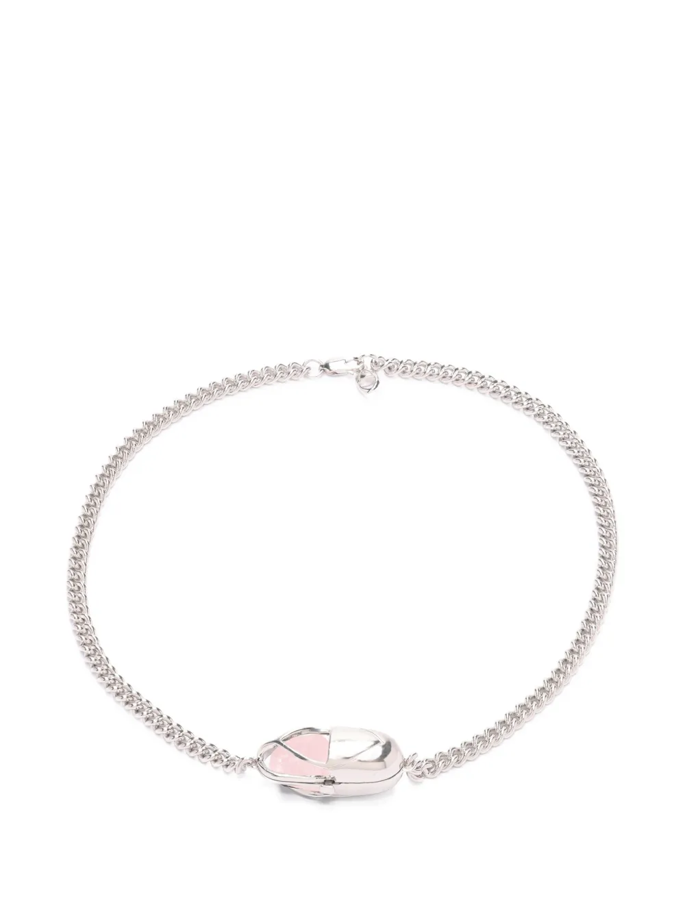 Capsule Eleven Capsule Crystal pink quartz necklace - Argento