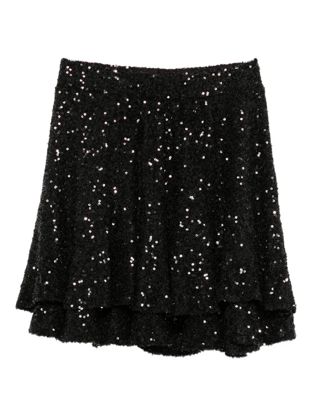 Mc2 Saint Barth Sequinned Tiered Skirt In Black