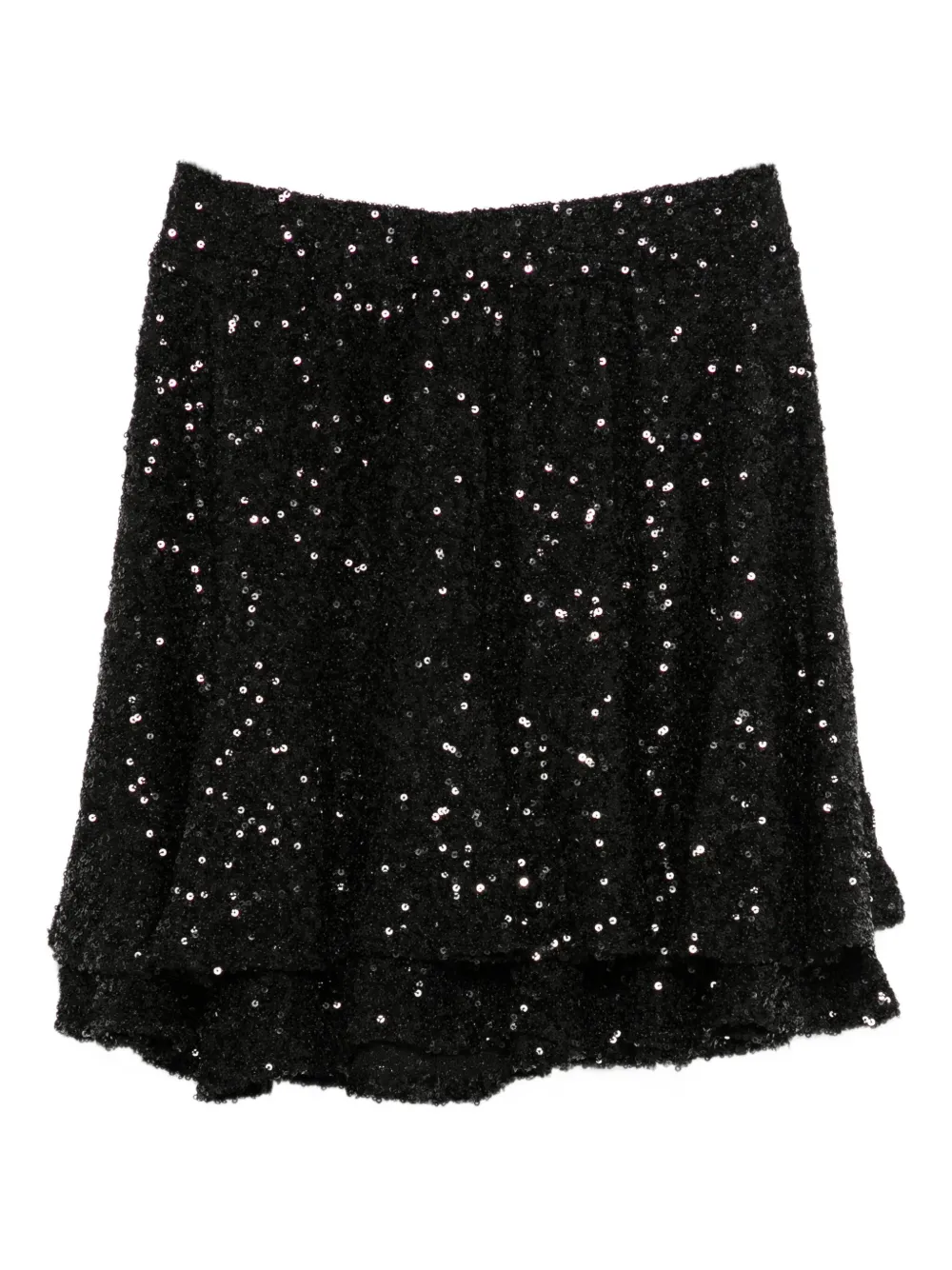 Mc2 Saint Barth Sequinned Tiered Skirt In Black