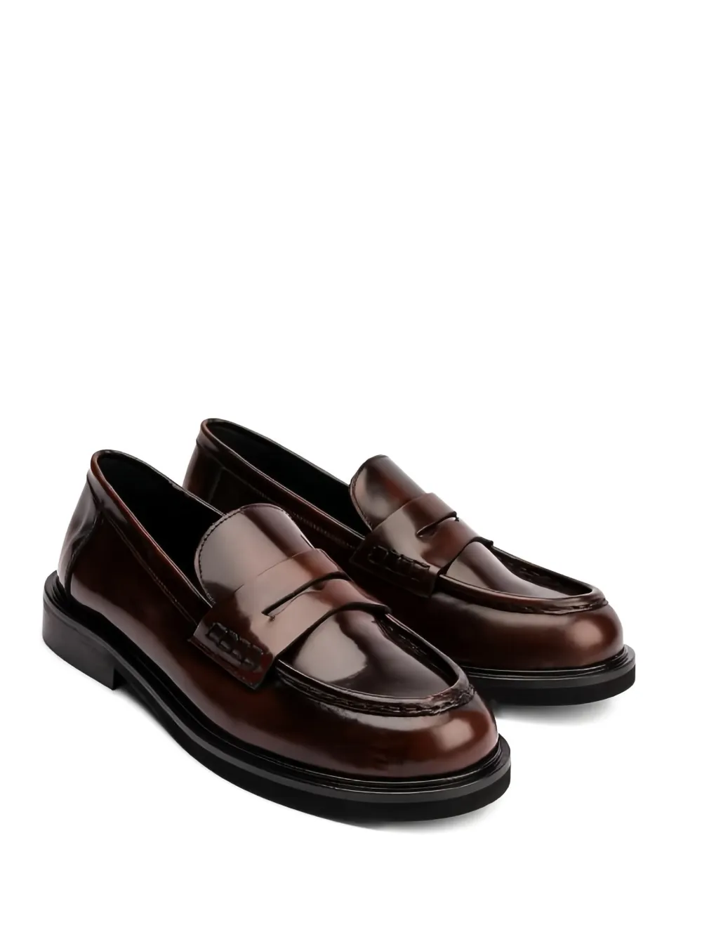 Poeve Ahri Leather Strap Loafers In Brown