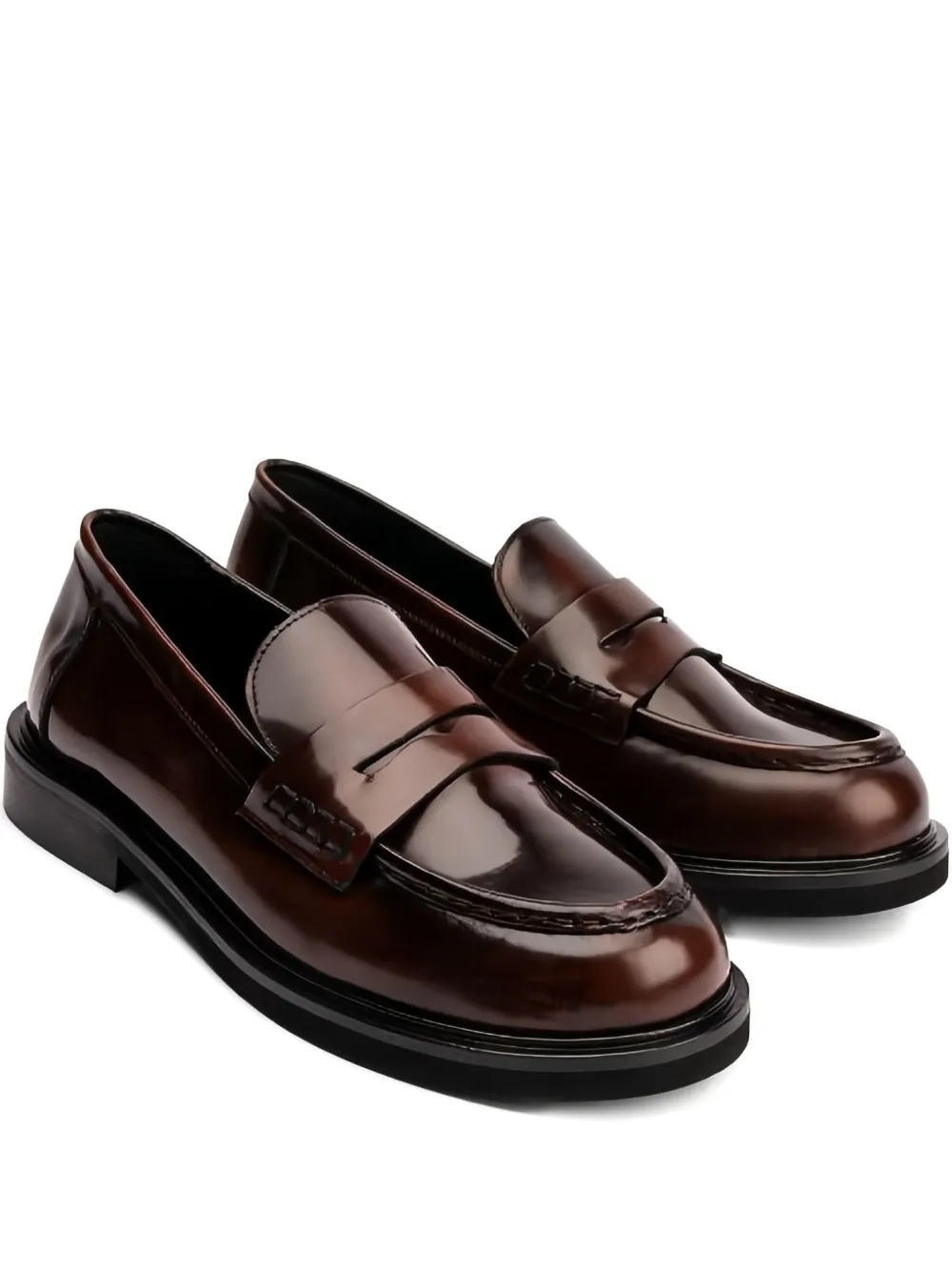 Poeve Ahri Leather Strap Loafers In Brown
