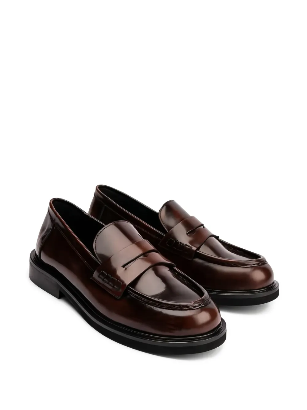 POEVE Ahri leren loafers met bandje - Bruin