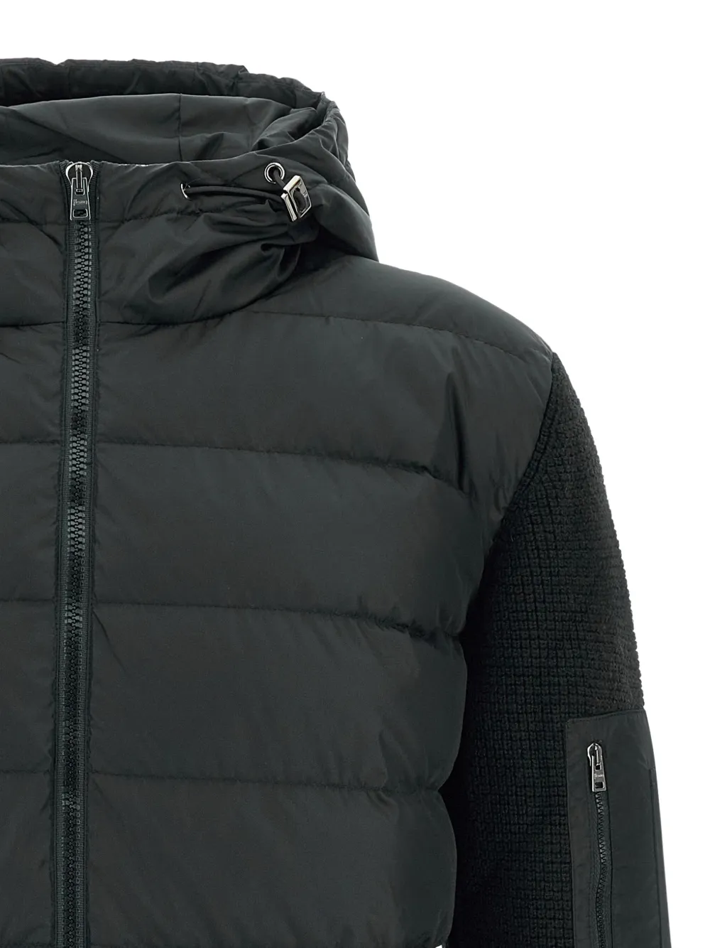 Herno Padded Bomber Jacket With Wool Sleeves Clothing In Black