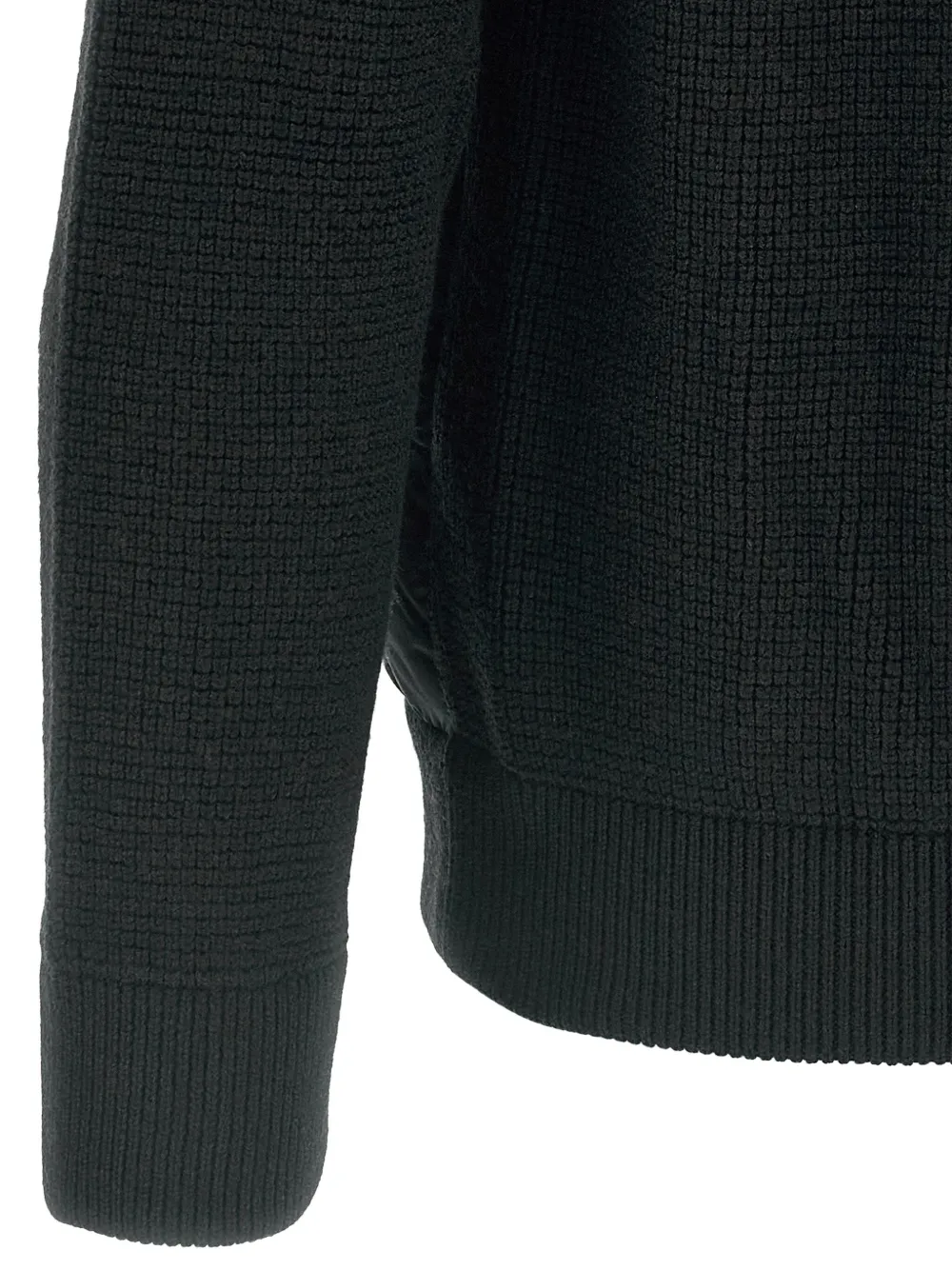 Herno Padded Bomber Jacket With Wool Sleeves Clothing In Black